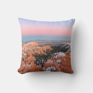 BROWN ROCKY MOUNTAIN UNDER BLUE SKY THROW PILLOW