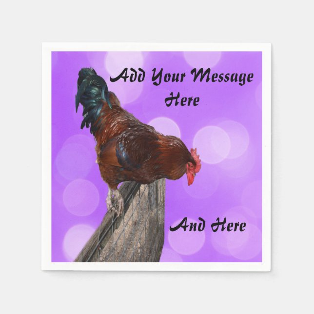 Brown Rooster Nosy Parker, Napkin (Front)