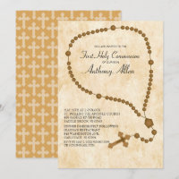 Brown Rosary Beads First Holy Communion