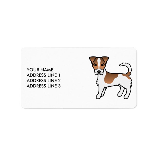 Brown Rough Coat Jack Russell Terrier Dog & Text Label (Front)