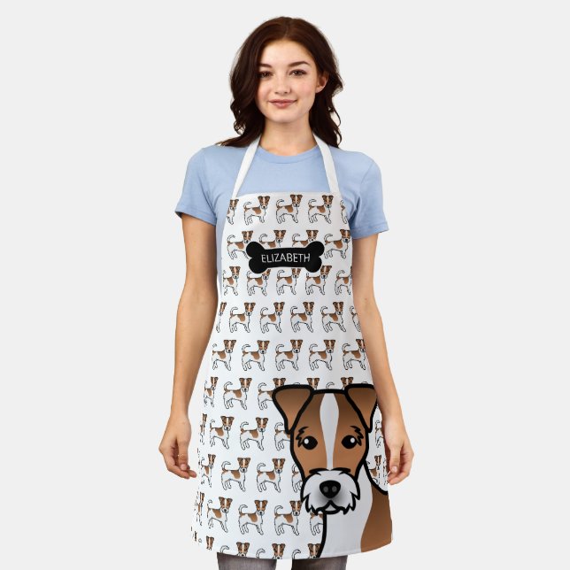 Brown Rough Coat Jack Russell Terrier & Name Apron (Worn)