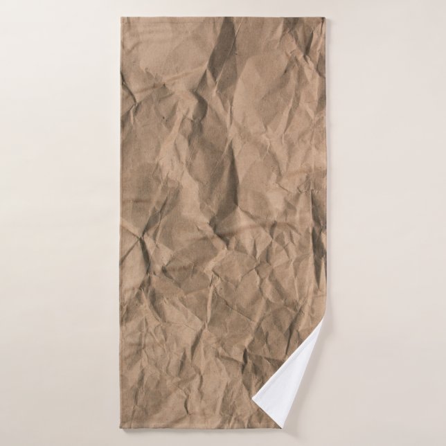 Brown rough crumpled recycled paper texture bath towel (Bath Towel)