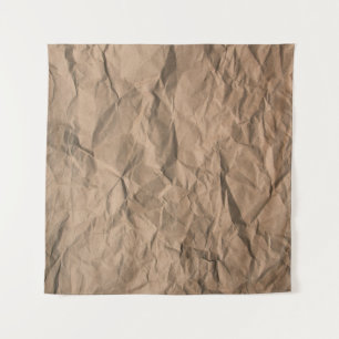 Brown rough crumpled recycled paper texture tapestry