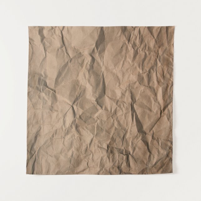 Brown rough crumpled recycled paper texture tapestry (Front)