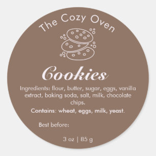 Brown Round Cookie Bakery Label Sticker