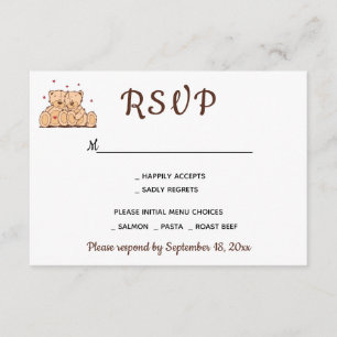 Brown RSVP Teddy Bears Love Wedding Party