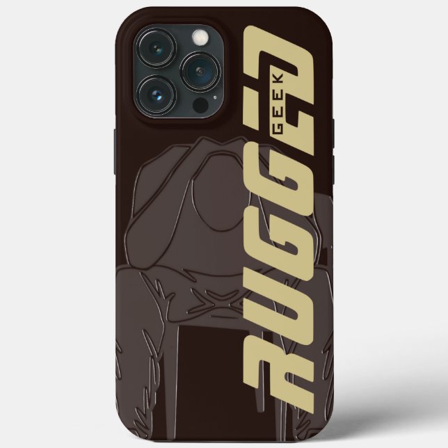 brown Rugged Geek Man Holding Head | Thinking Man Case-Mate iPhone Case (Back)