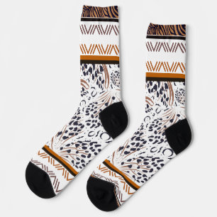 Brown, Rust, Black Animal Prints Graphics Socks