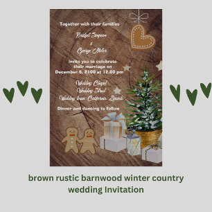 brown rustic barnwood country wedding Invitation
