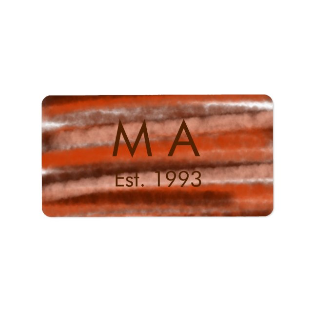 Brown rustic boho add name letter year date text label (Front)