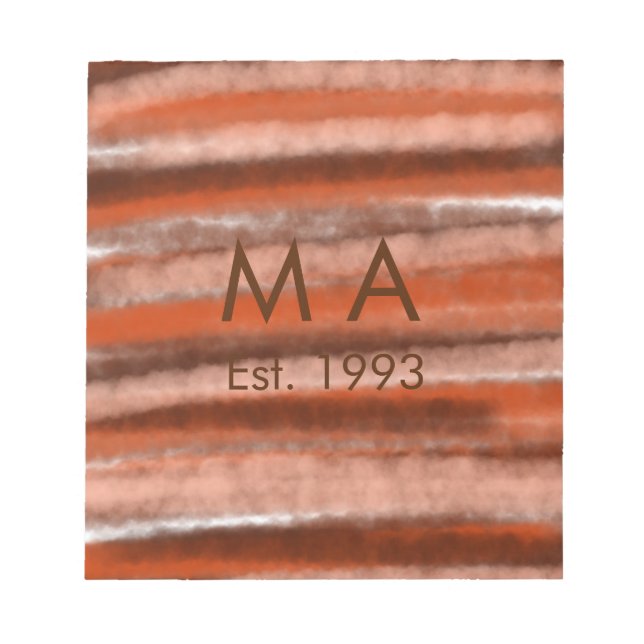 Brown rustic boho add name letter year date text notepad (Front)