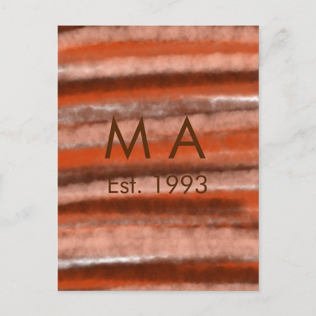 Brown rustic boho add name letter year date text postcard (Front)