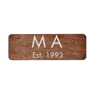 Brown rustic brick stone add name letter year date
