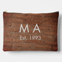 Brown rustic brick stone add name letter year date