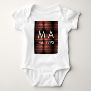 Brown rustic brick stone add name letter year date baby bodysuit