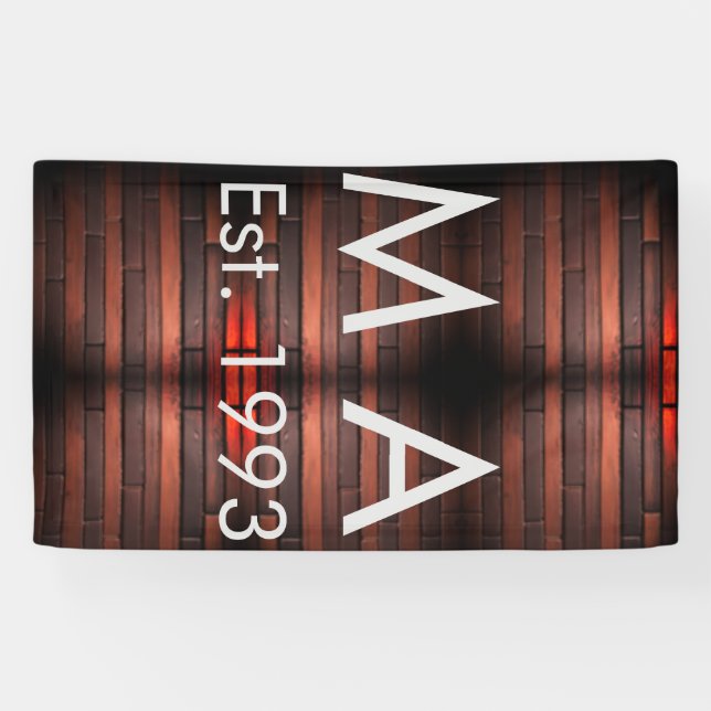 Brown rustic brick stone add name letter year date banner (Horizontal)