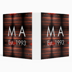 Brown rustic brick stone add name letter year date binder