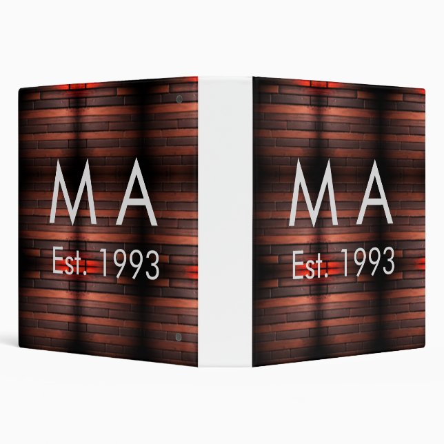 Brown rustic brick stone add name letter year date binder (Background)