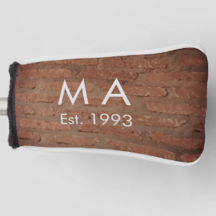 Brown rustic brick stone add name letter year date golf head cover