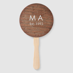Brown rustic brick stone add name letter year date hand fan