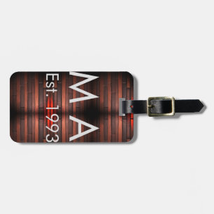 Brown rustic brick stone add name letter year date luggage tag