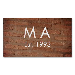 Brown rustic brick stone add name letter year date 	Magnetic business card