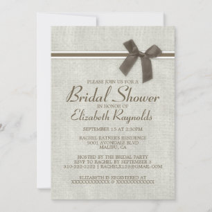 Brown Rustic Burlap Bridal Shower Invitations