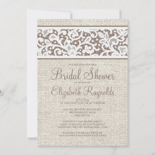 Brown Rustic Burlap Linen Bridal Shower Invitation