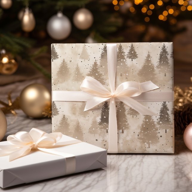 Brown Rustic  Christmas Winter Pine Tree Wrapping Paper Sheet (Creator Uploaded)