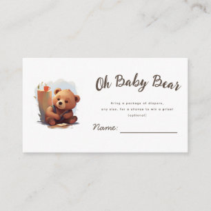 Brown Rustic Cub Bear Baby Shower Enclosure Card