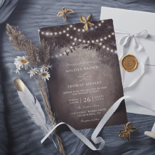 Brown Rustic Dreamy Budget QR Code Wedding Invitation