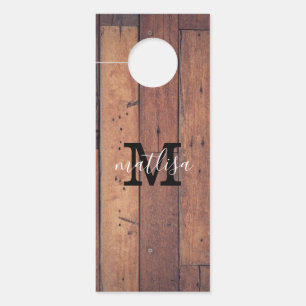 Brown Rustic Farmhouse Script Monogram  Door Hanger