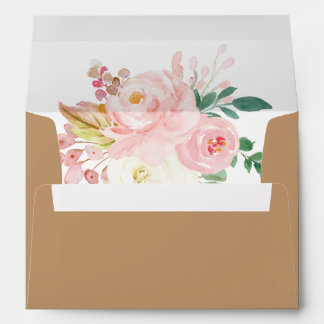 Brown Rustic Kraft Botanical Spring Floral Wedding Envelope