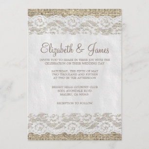 Brown Rustic Lace Wedding Invitations