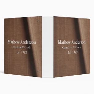 Brown rustic linen printed beige vintage add name  binder