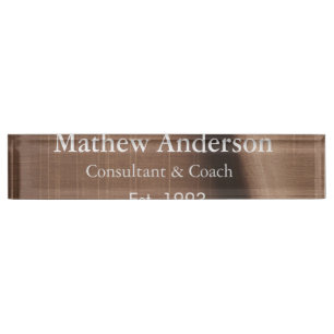 Brown rustic linen printed beige vintage add name nameplate