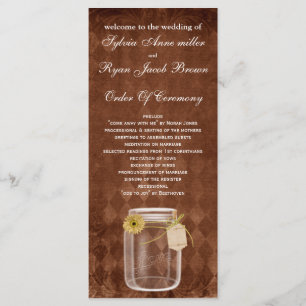 brown rustic mason jar Wedding program