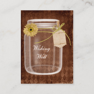 brown rustic mason jar wishing well cards