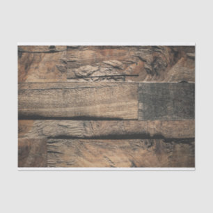 Brown Rustic Old Wood Board Wedding Party Tissue Paper