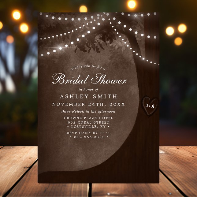 Brown Rustic Tree Lights Bridal Shower Invitation (Creator Uploaded)