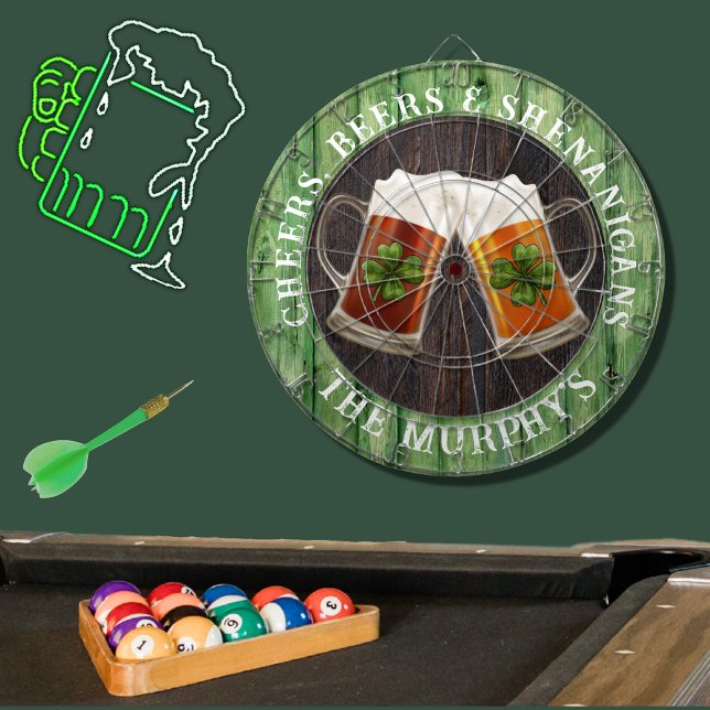 Brown Rustic Wood Cheers Beers Shenanigans Dart Bo Dartboard (Creator Uploaded)
