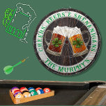 Brown Rustic Wood Cheers Beers Shenanigans Irish  Dartboard<br><div class="desc">Cheers Beers and Shenanigans  Beer stein mugs with 4-leaf clover shamrock. This Irish Beer Drinking-themed dartboard is just right  for your occasion and makes the perfect personalized Gift,  it's great for graduation weddings,  parties,  family reunions,  and just everyday fun. Our easy-to-use template makes personalizing easy.</div>