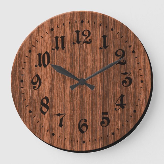 Brown Rustic Wooden Clock (Front)