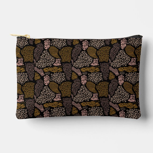 Brown Safari Animal Print Accessory Pouch (Front)