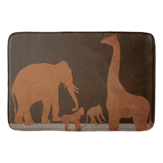 Brown Safari Jungle Zoo Animals Bath Mat (Front)