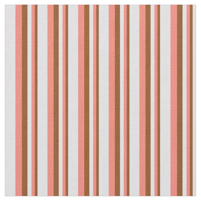 Brown, Salmon & Lavender Striped Pattern Fabric (Close Up)