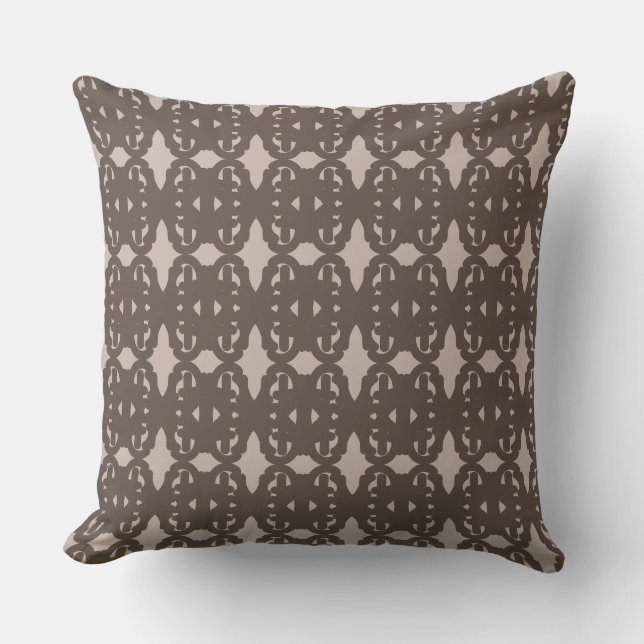 Brown & Sand Beige Mediterranean Look Pattern Throw Pillow (Front)