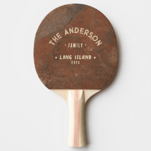 Brown Sand Stone Vintage Seaside Family Name Ping Pong Paddle