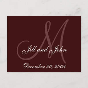 Brown Save the Date Monogram Announcement Postcard