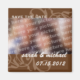 Brown save the date wedding announcement photo magnet